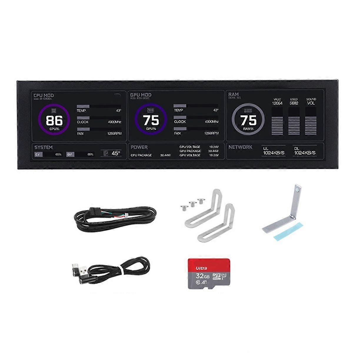 8.8 Inch IPS Type C Secondary Screen USB-C Interface Computer Monitoring CPU GPU RAM Dislpay Smart