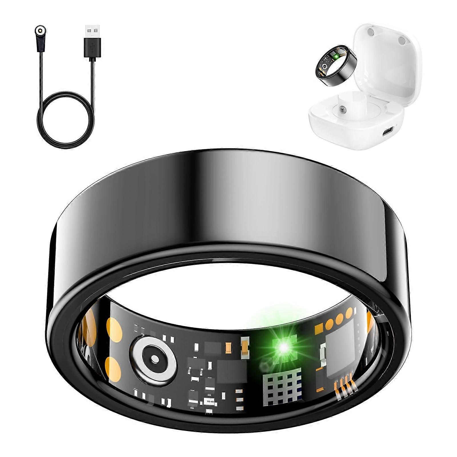 Smart Health Ring Fitness Tracker with Heart Rate, Blood Oxygen, Sleep and Step Tracking, IP68 Waterproof for iPhone Android (Black 13)