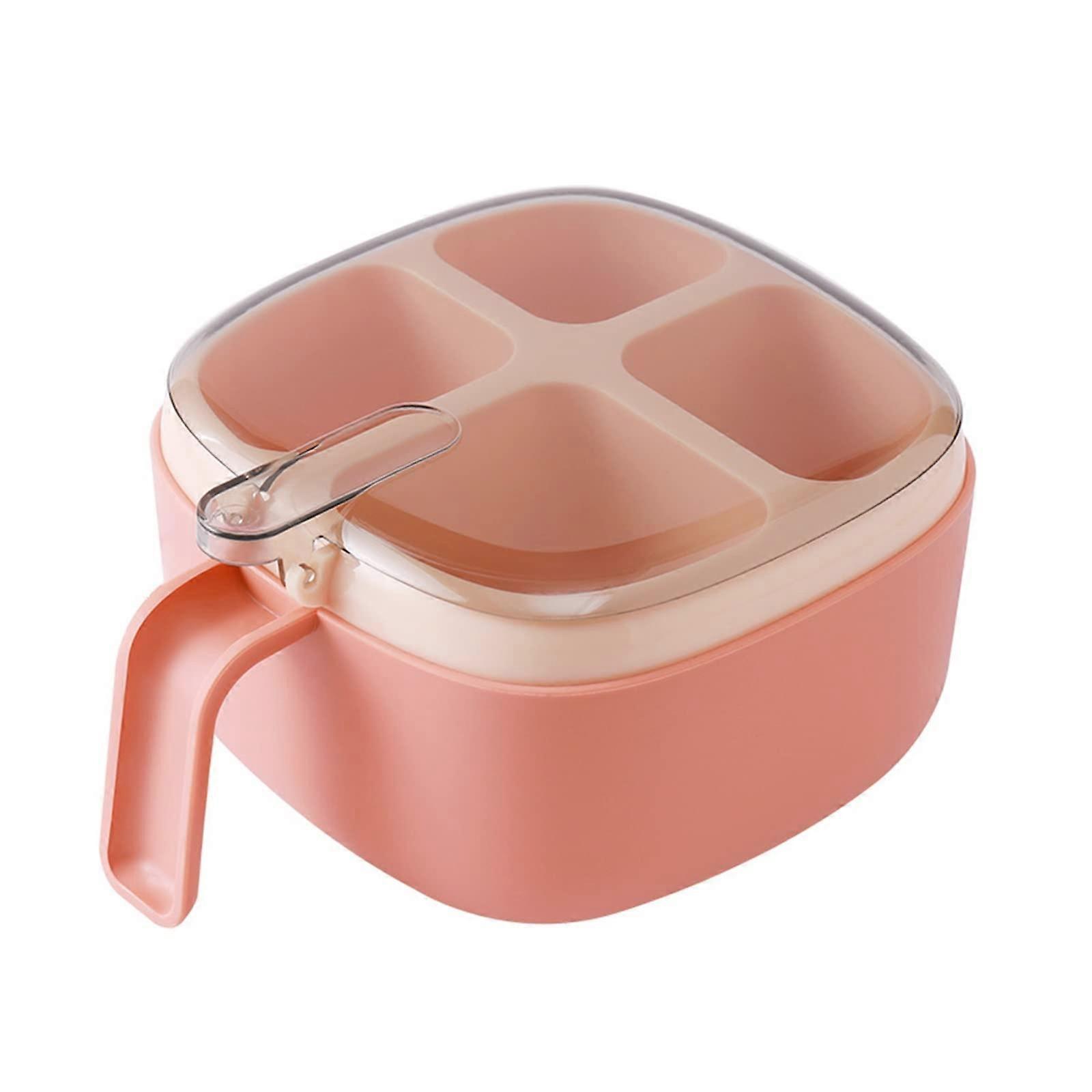 Sugar Bowl with Lid, 4Grid Spice Storage Container for Kitchen, Keeps Spices Fresh and Organized