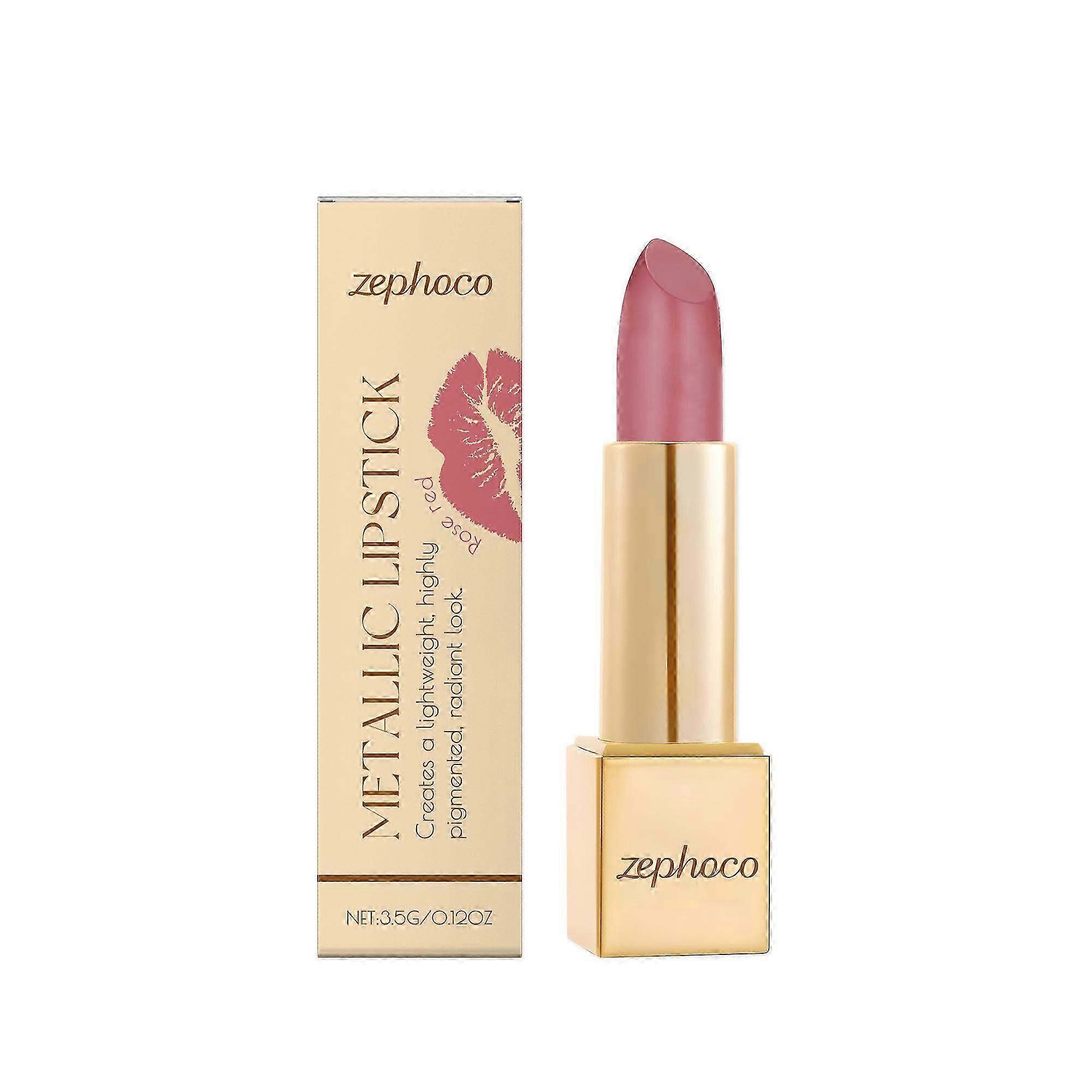Zephoco Rose Red Metallic Cream Lipstick Has A Light Texture, Is Moisturizing And Easy To Apply, Creating A Lustrous Lip Look