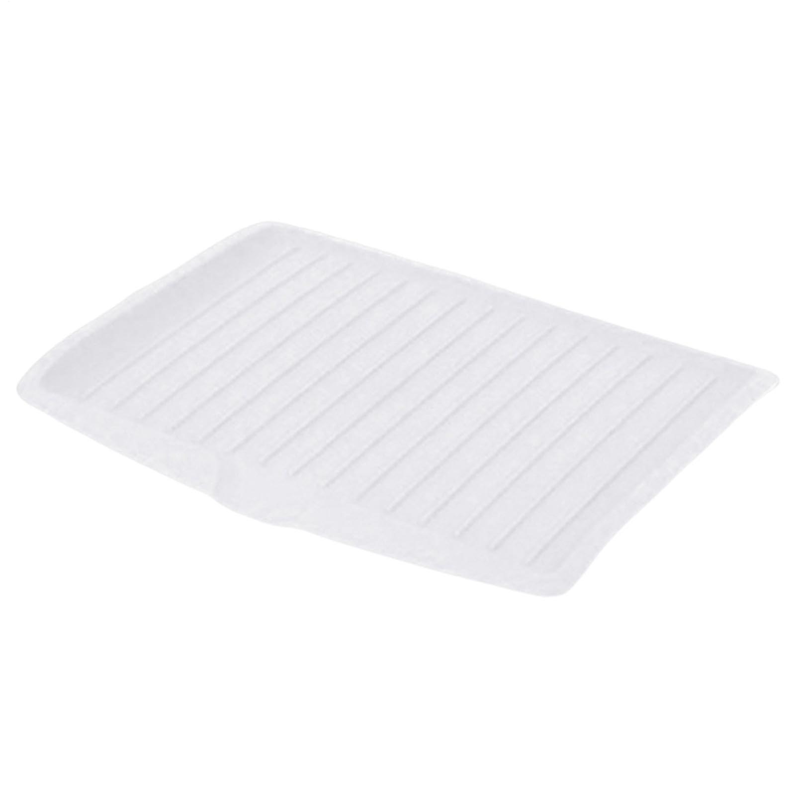 Dish Drying Mat with Fast Drainage, Foldable Heat Resistant Dish Drain Board for Kitchen Counter White