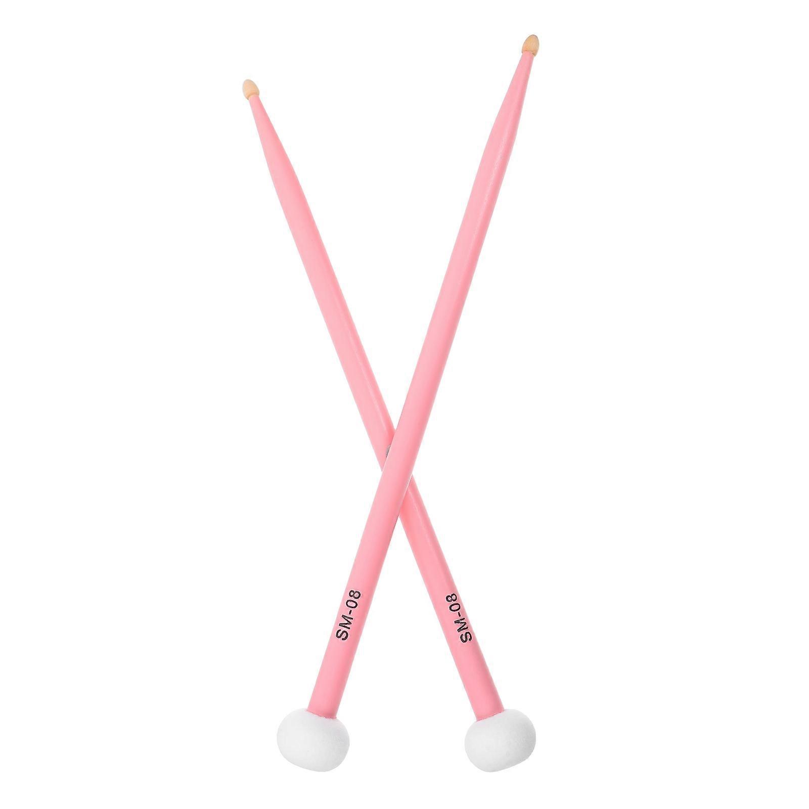 Pink Drum Mallets for Percussion Instruments 1Pair Maple Wood Dual-Head