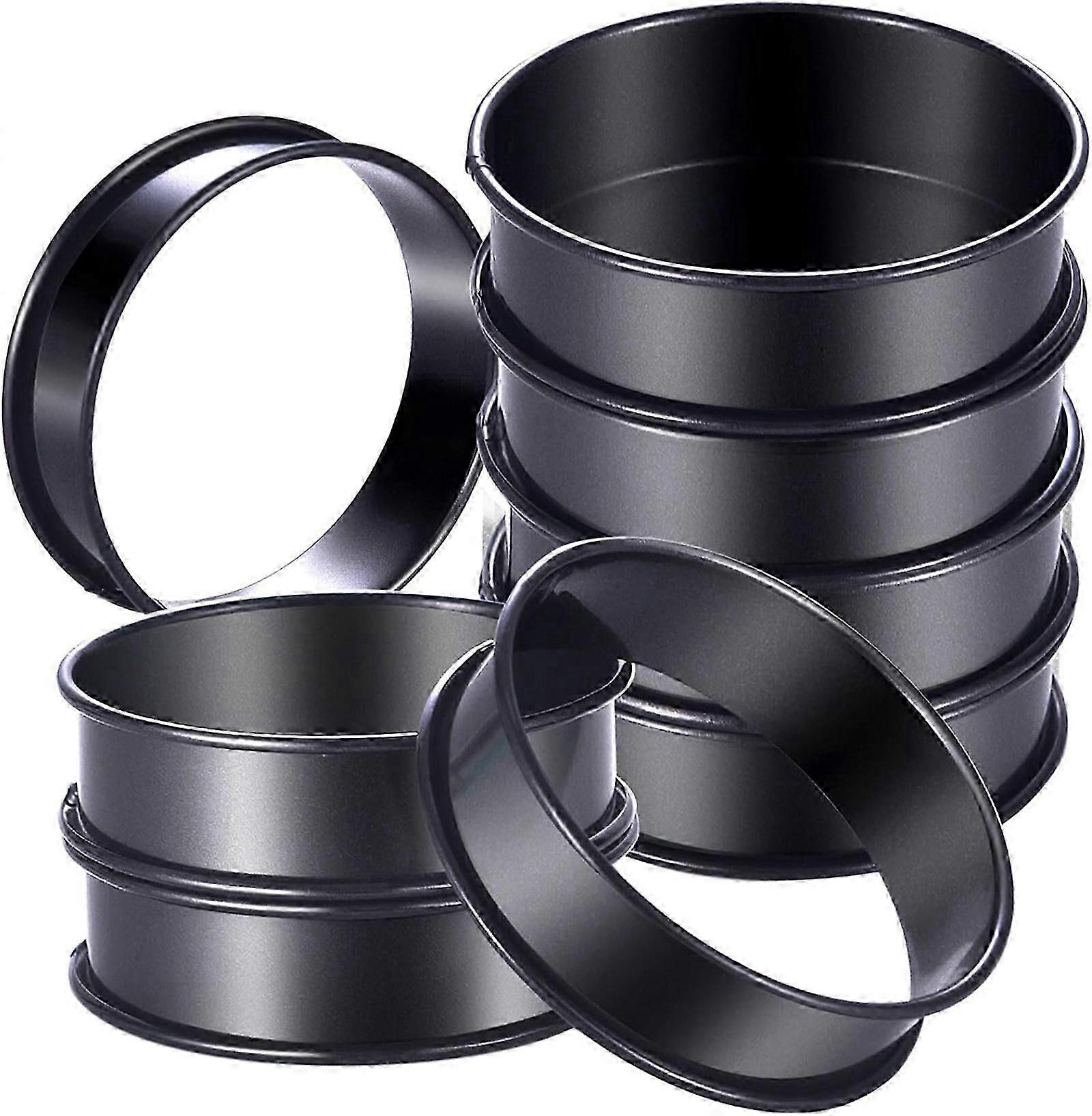 Set of 8 Nonstick Tart Molds Stainless Steel Crumpet Molds English Muffin Molds Multi Purpose Baking Molds for Baking  0711 Edition 1212