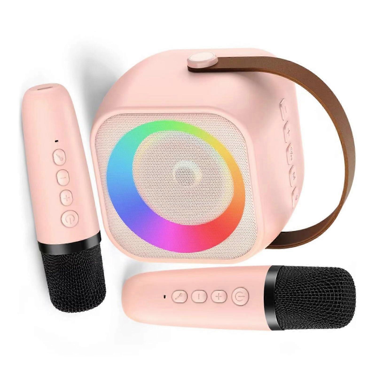 Karaoke Machine With 2 Microphones BluetoothCompatible Loudspeaker For Girls Party Singing Set