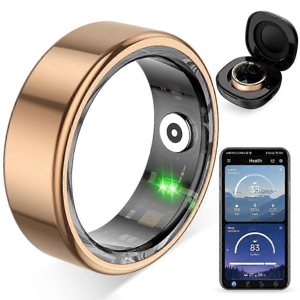 Smart Ring with Heart Rate and Sleep Tracking Rose Gold Size 8 for Men and Women