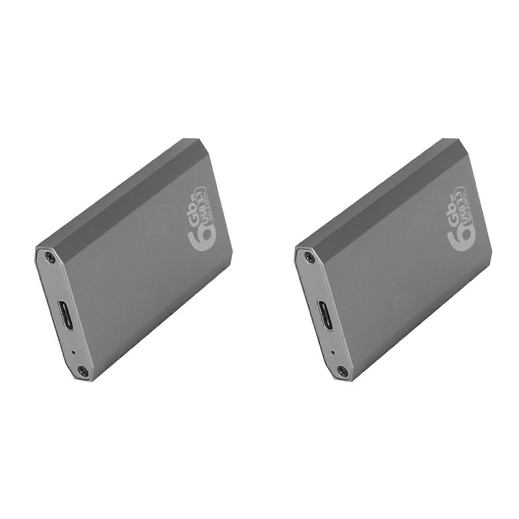 2X MSATA to USB 3.1 Gen2 10Gbps SSD Enclosure Adapter Case with Type C Port for MSATA Internal