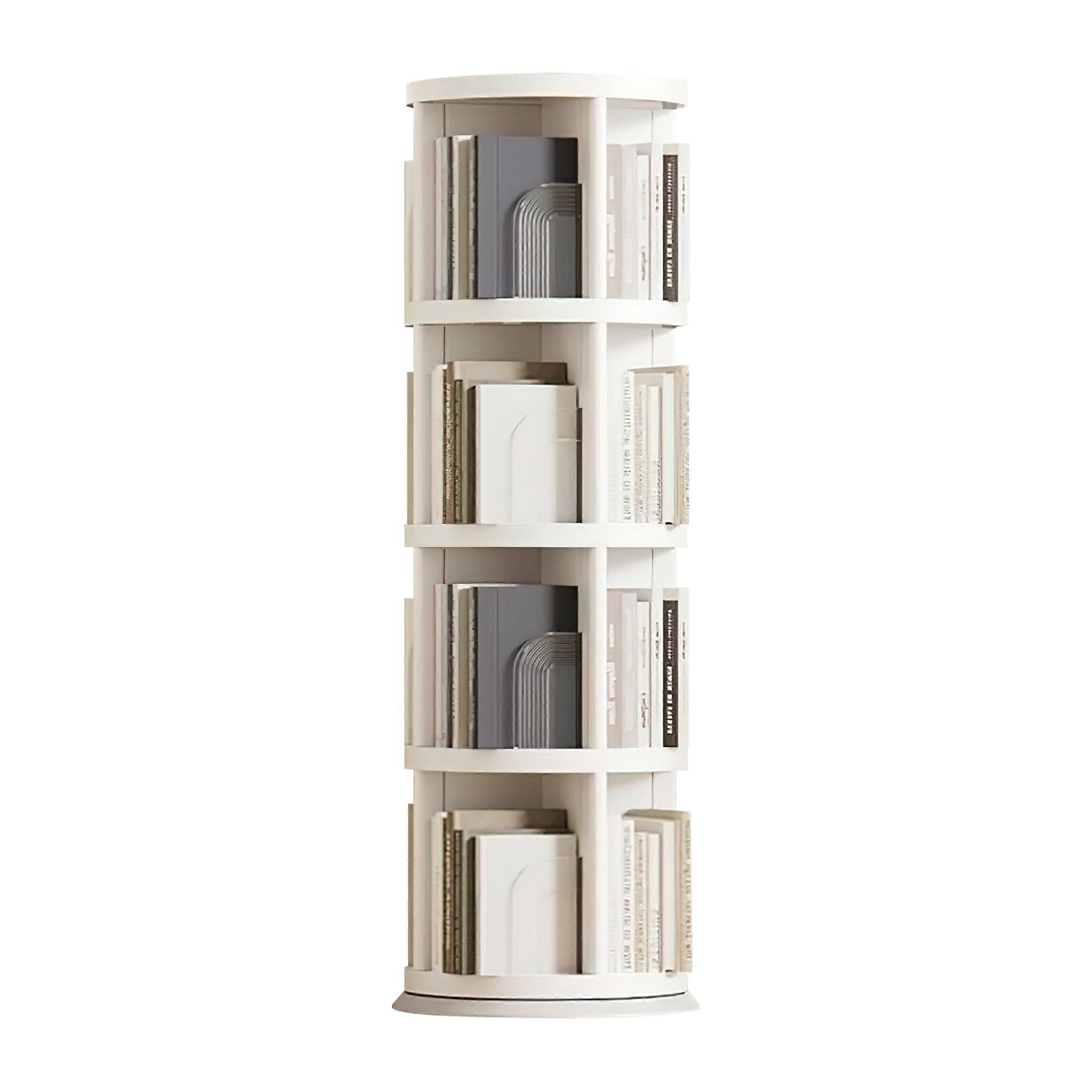 4 Tier 360 Degree Rotating Bookshelf, SpaceSaving Corner Bookcase for Bedroom and Living Room