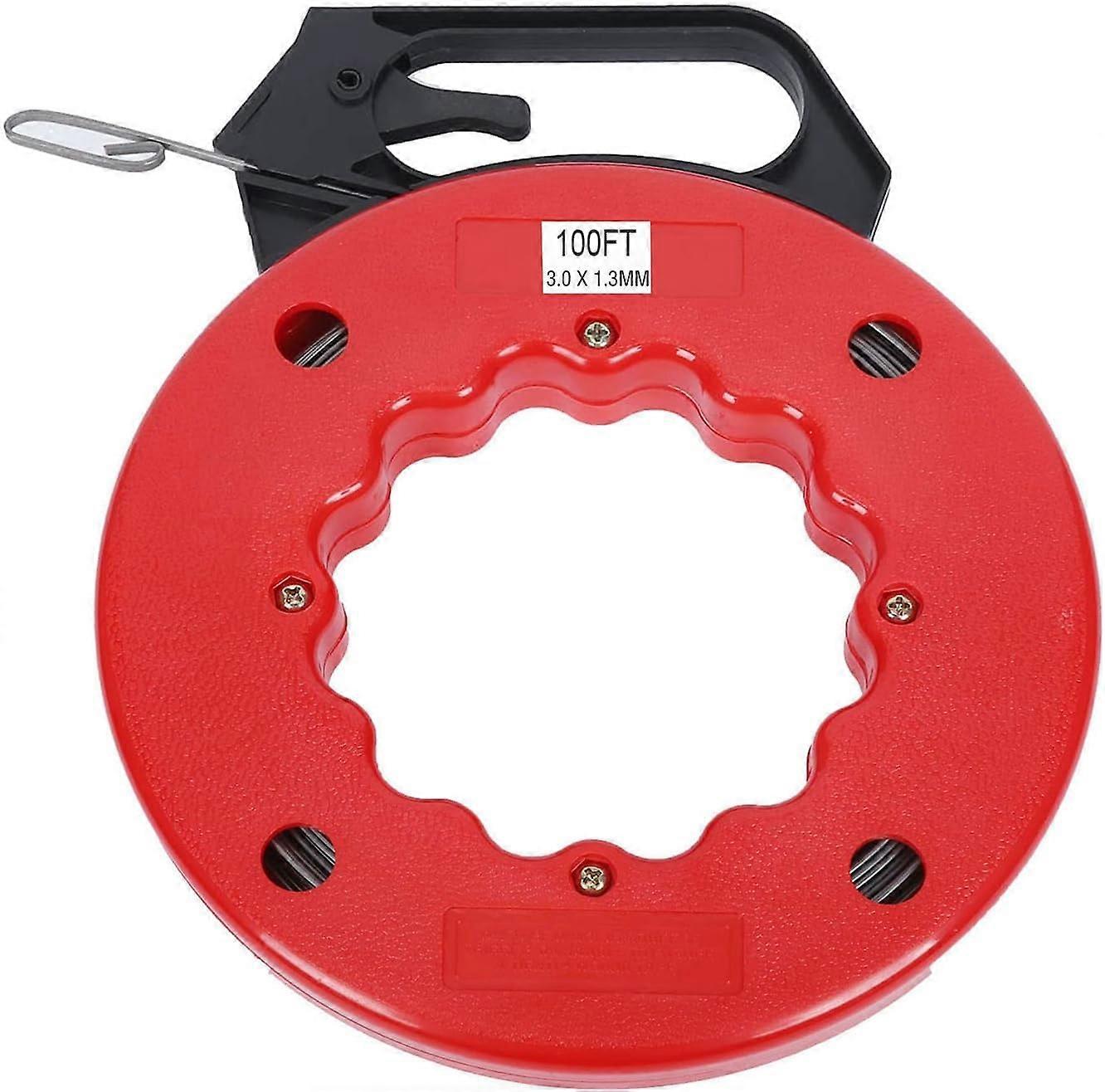 Fish Tape Wire Pulling Tool 50 ft Flexible Carbon Steel with Ergonomic Grip and Pulling Loop