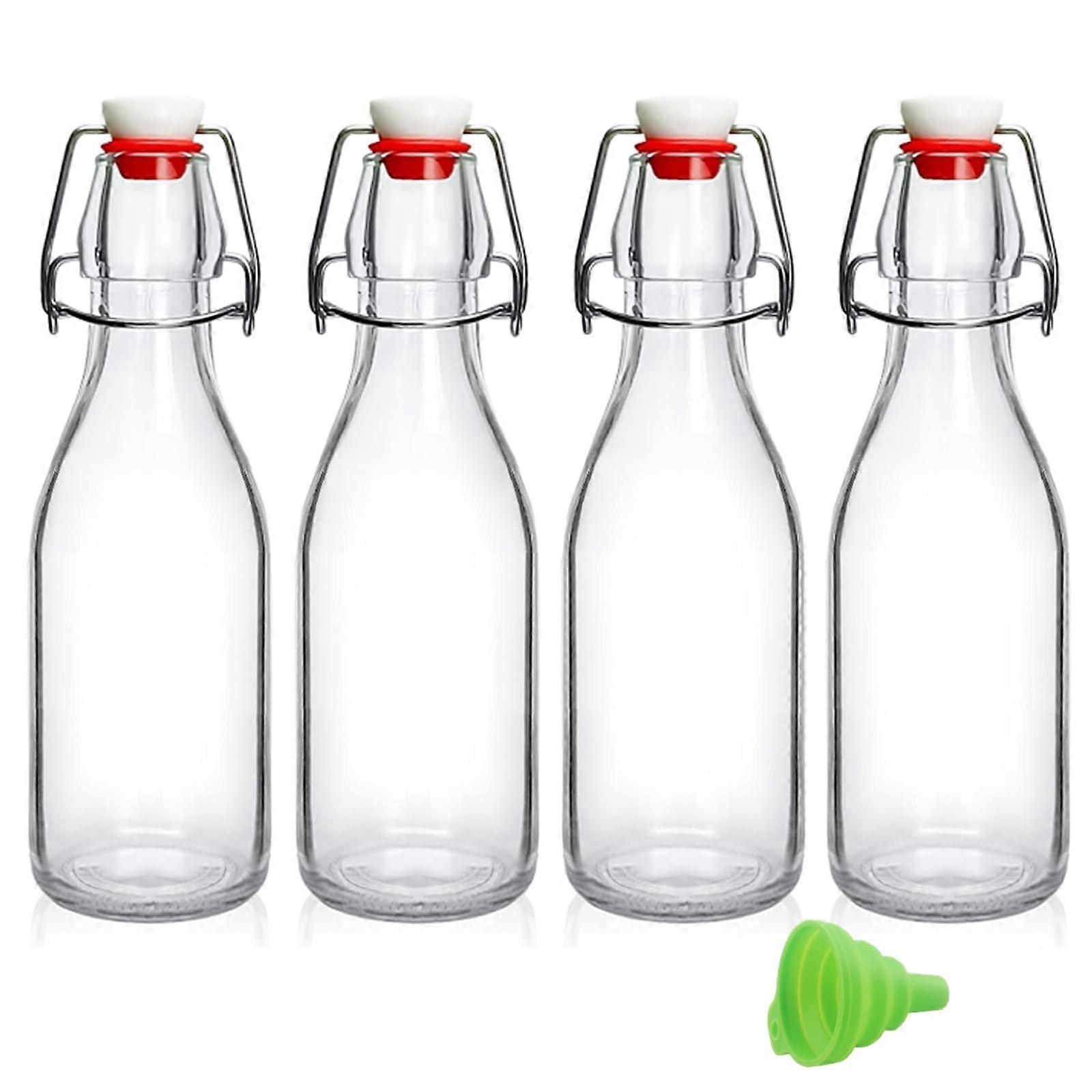 4 Pack Swing  Glass Bottles 8.5oz with Airtight Flip Seal for Kombucha, Fermentation, Homemade Drinks