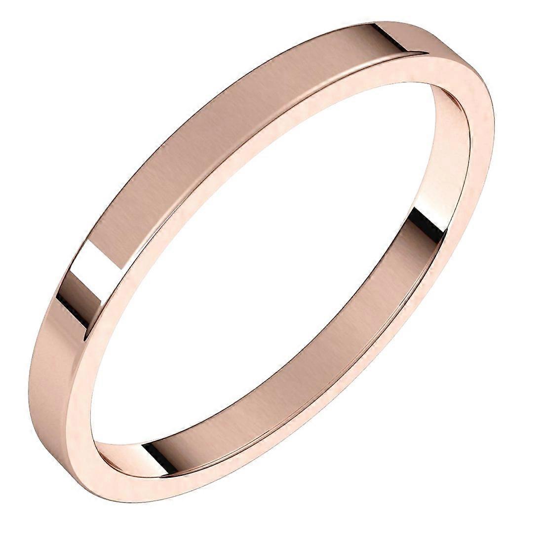 14k roségull 2mm flatbåndsring7-ringer for kvinner og menn