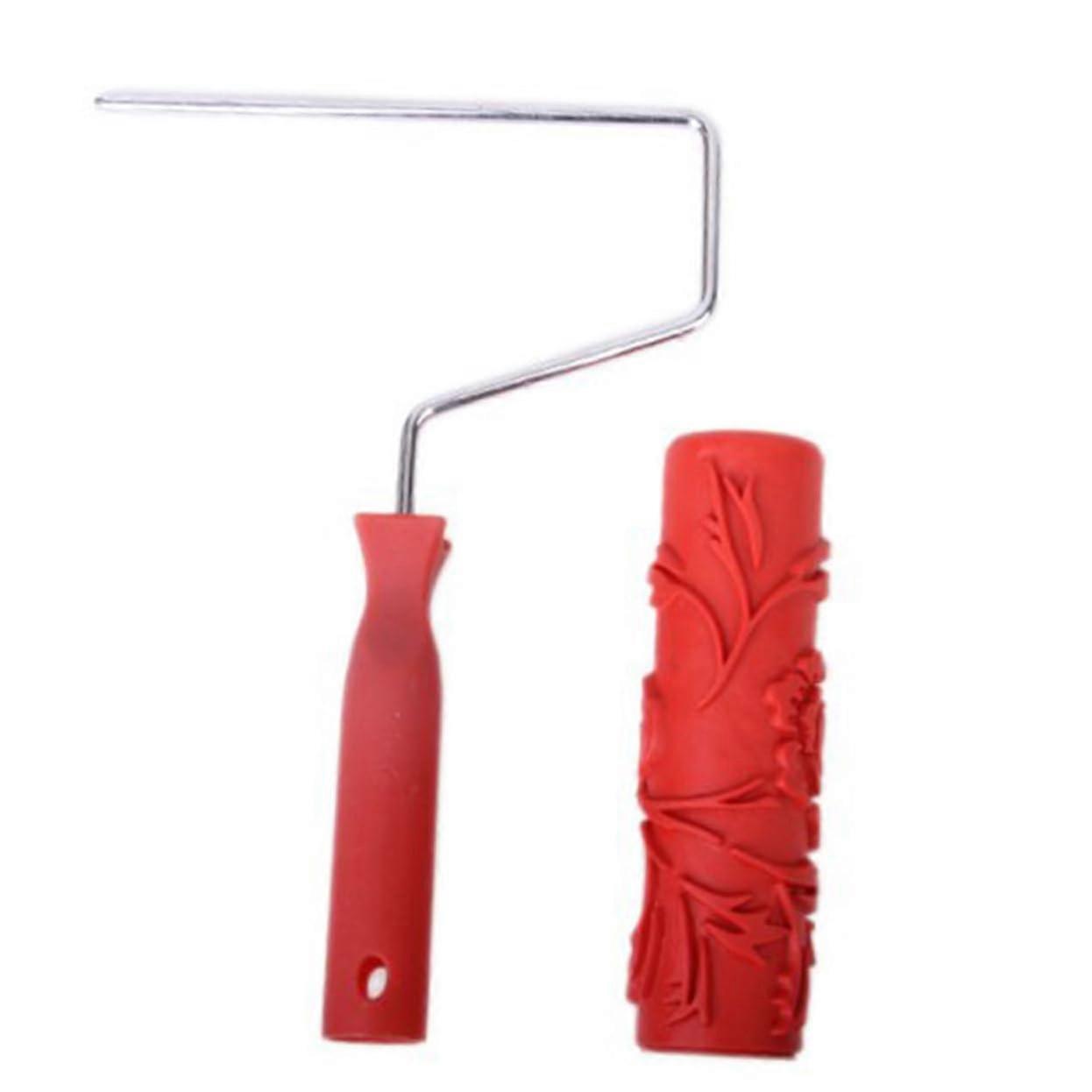 Paint Roller for Wall Decoration with Flower Pattern Design and Red Handle for Professional Finish