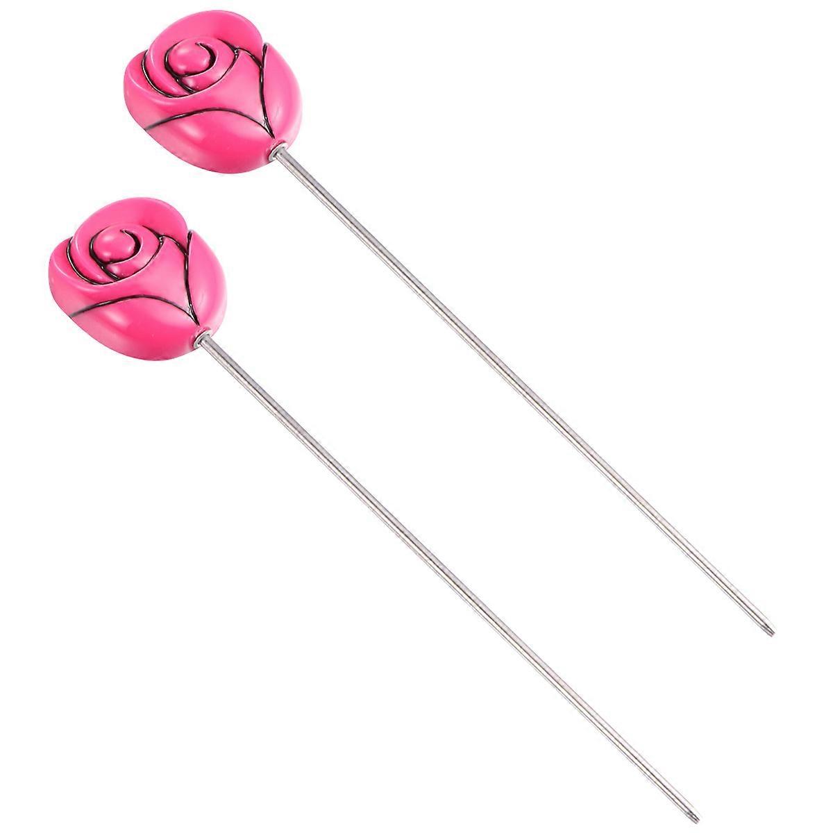 Chic Needle Cake Tester 2Pcs With Rose Head Pattern For Baking Bread Muffin Testing Kitchen Tools For Home Cooks