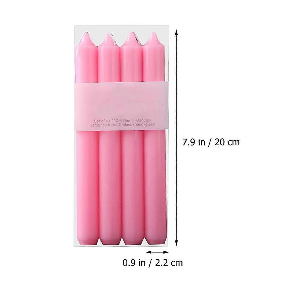 Pink Wax Candle Props Creative Long Candle for Decor 4Pcs Set