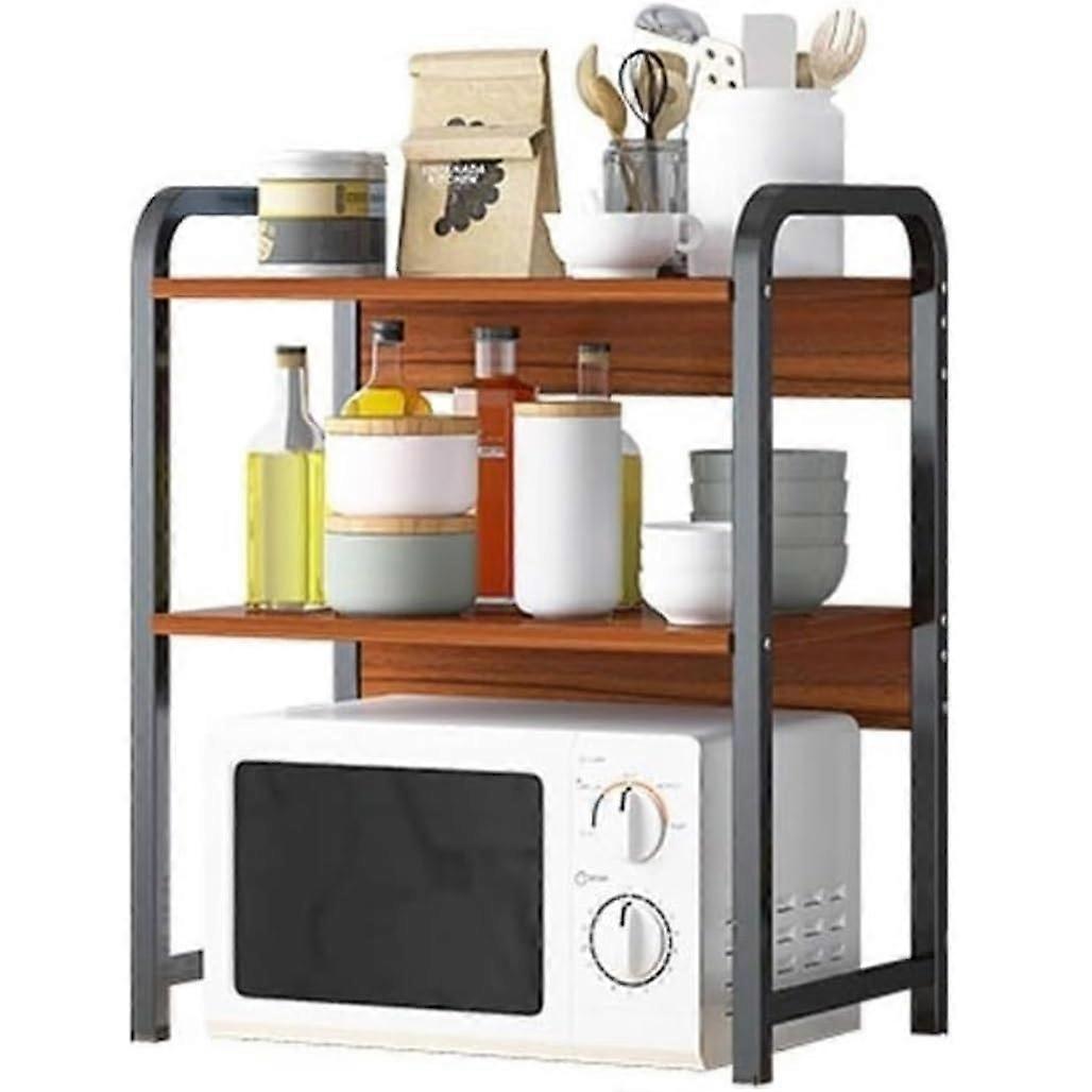 Microwave Oven Stand Two Tier Steel Kitchen Storage Rack SpaceSaving Double Layer Shelf Black