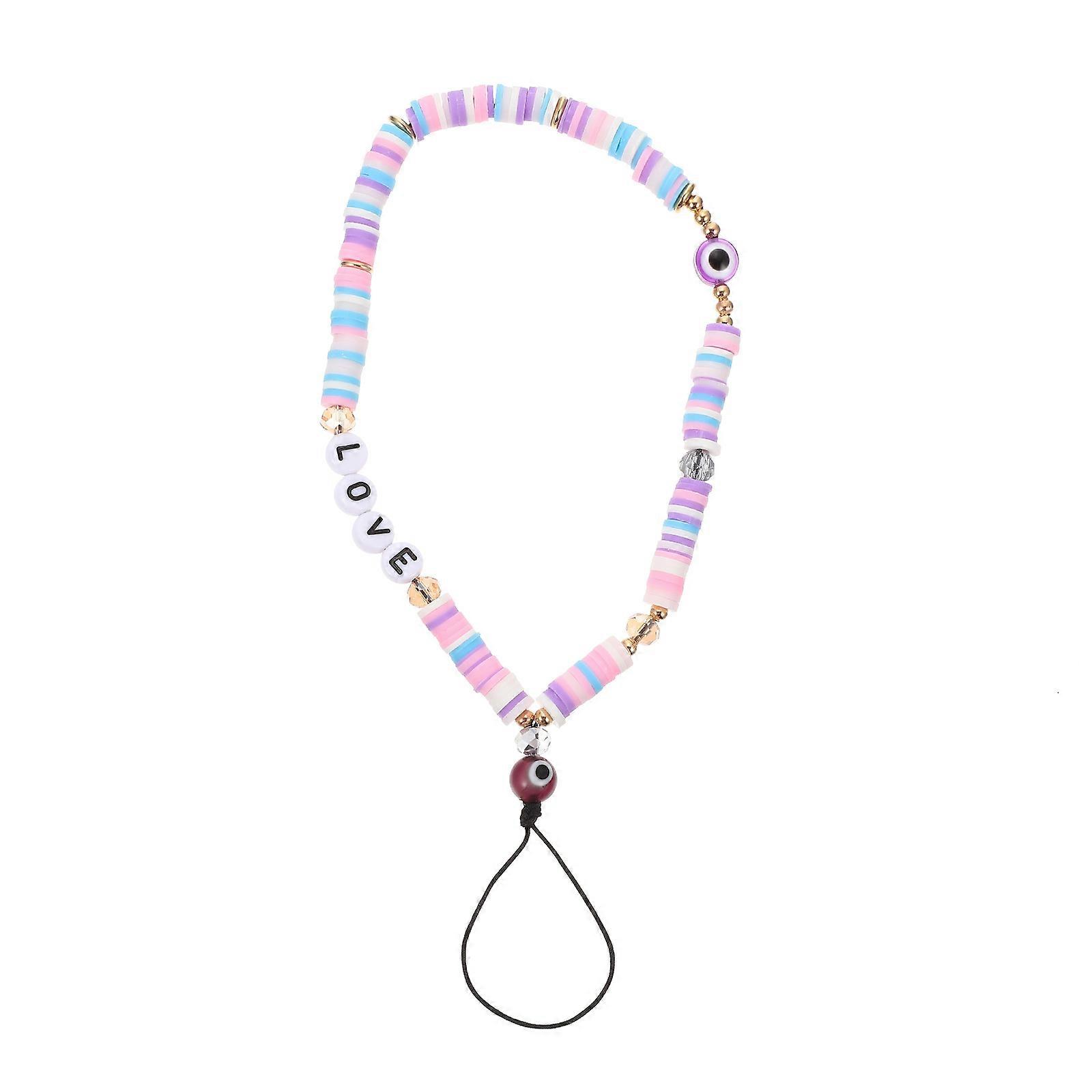 Acrylic Phone Strap with Beads for Hanging Wrist Strap