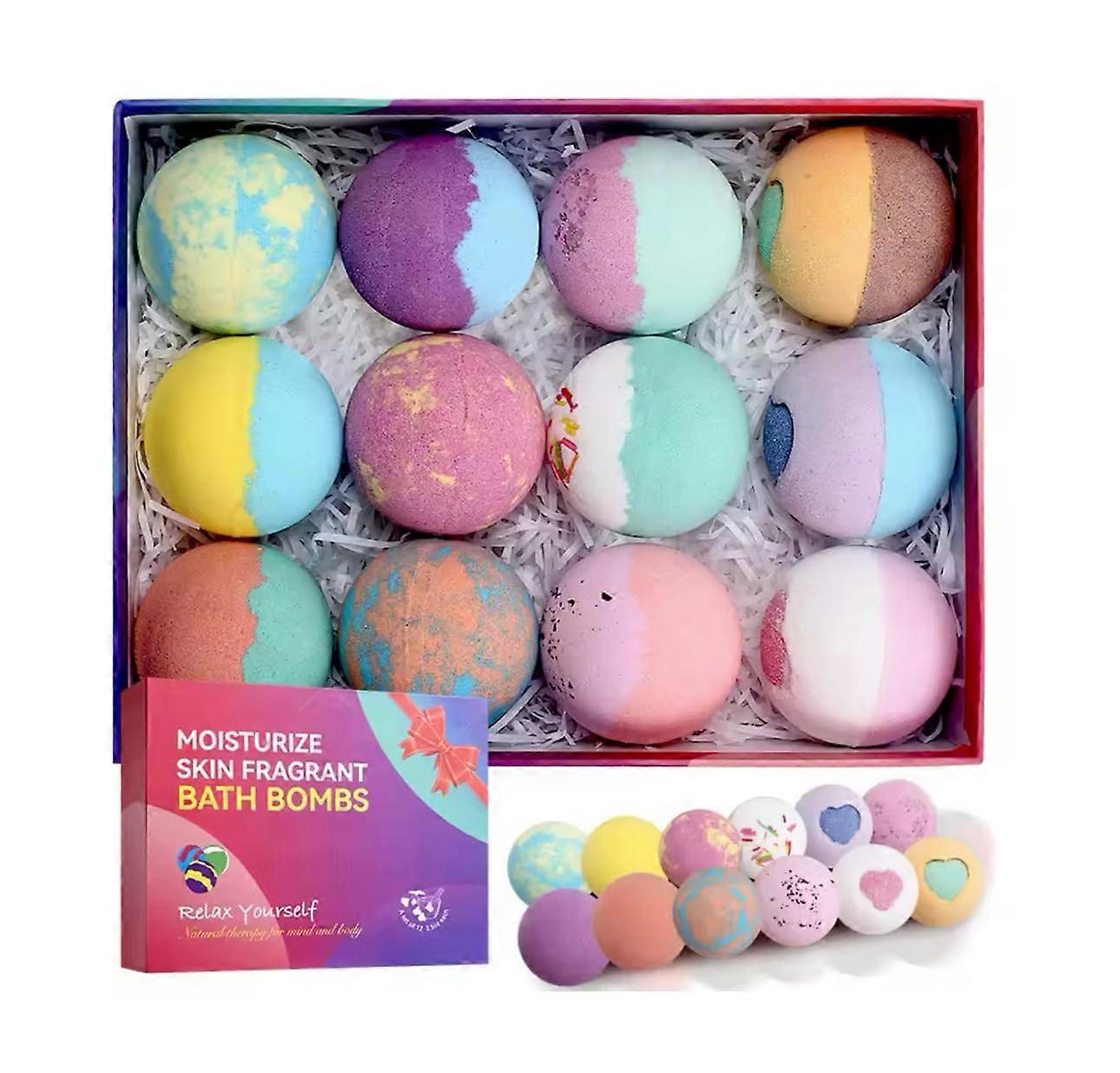 Bath Bombs Gift Set for Women 12pcs Natural Essential Oils Spa Aromatherapy Hydration