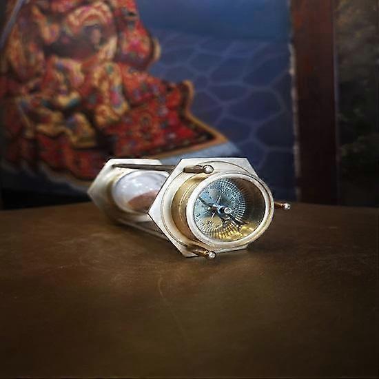 Solid Brass Antique  Engraved Compass Sand Timer Anniversary Gift Vintage Compass