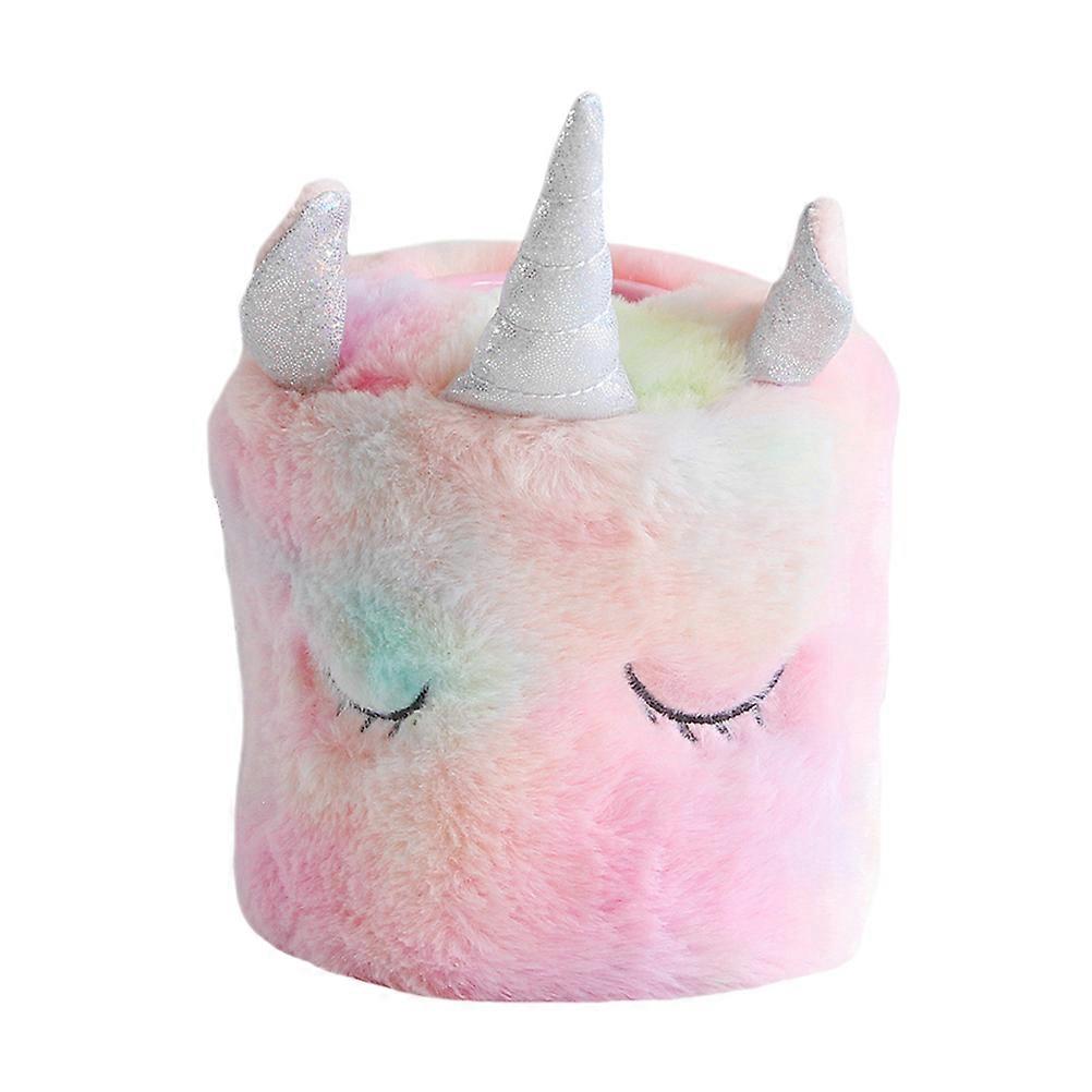 Tissue Box Plush Holder for Storage 1Pcs Pink Round Design