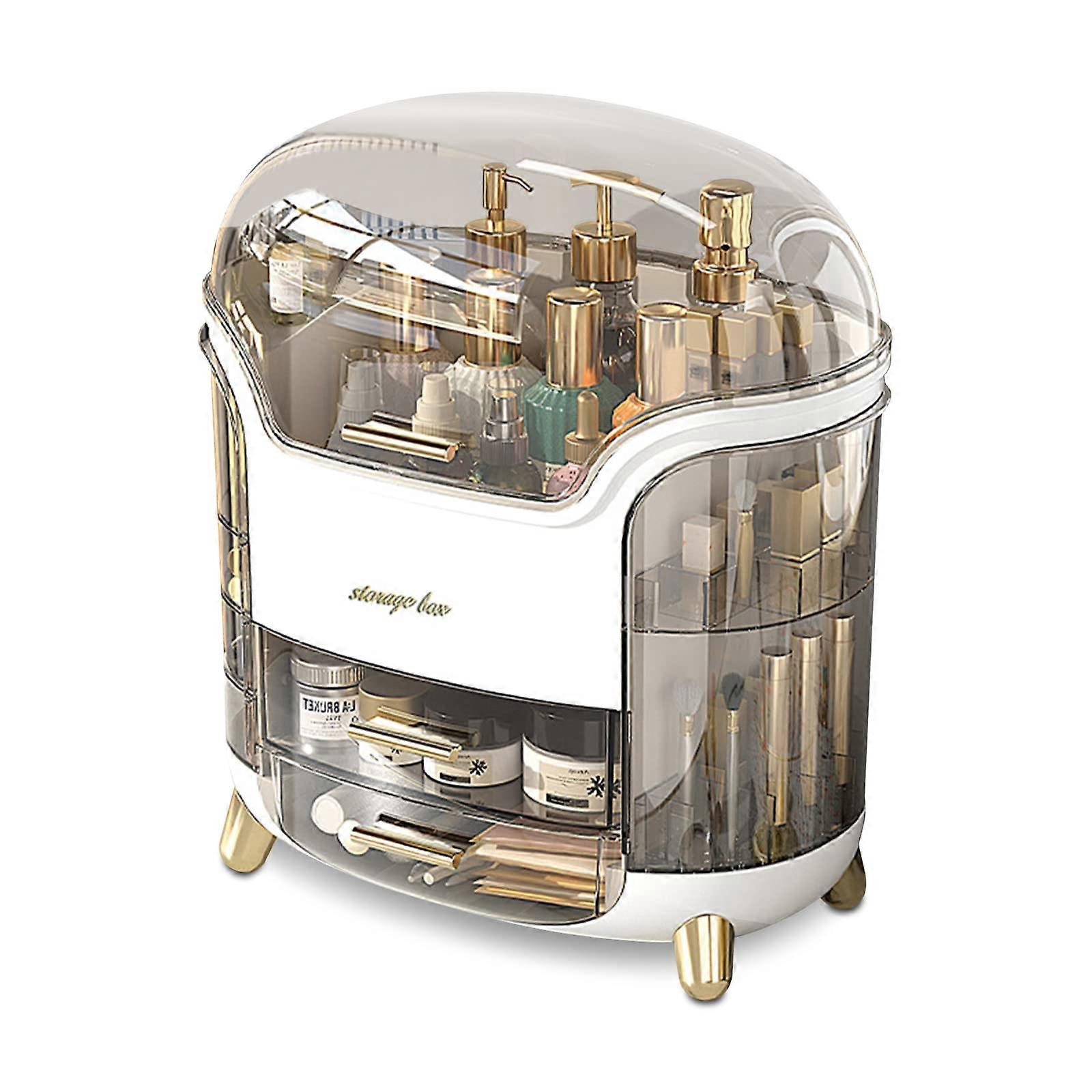 Makeup Organizer Box with Drawers, Large Capacity Dustproof Waterproof Cosmetic Storage Case White