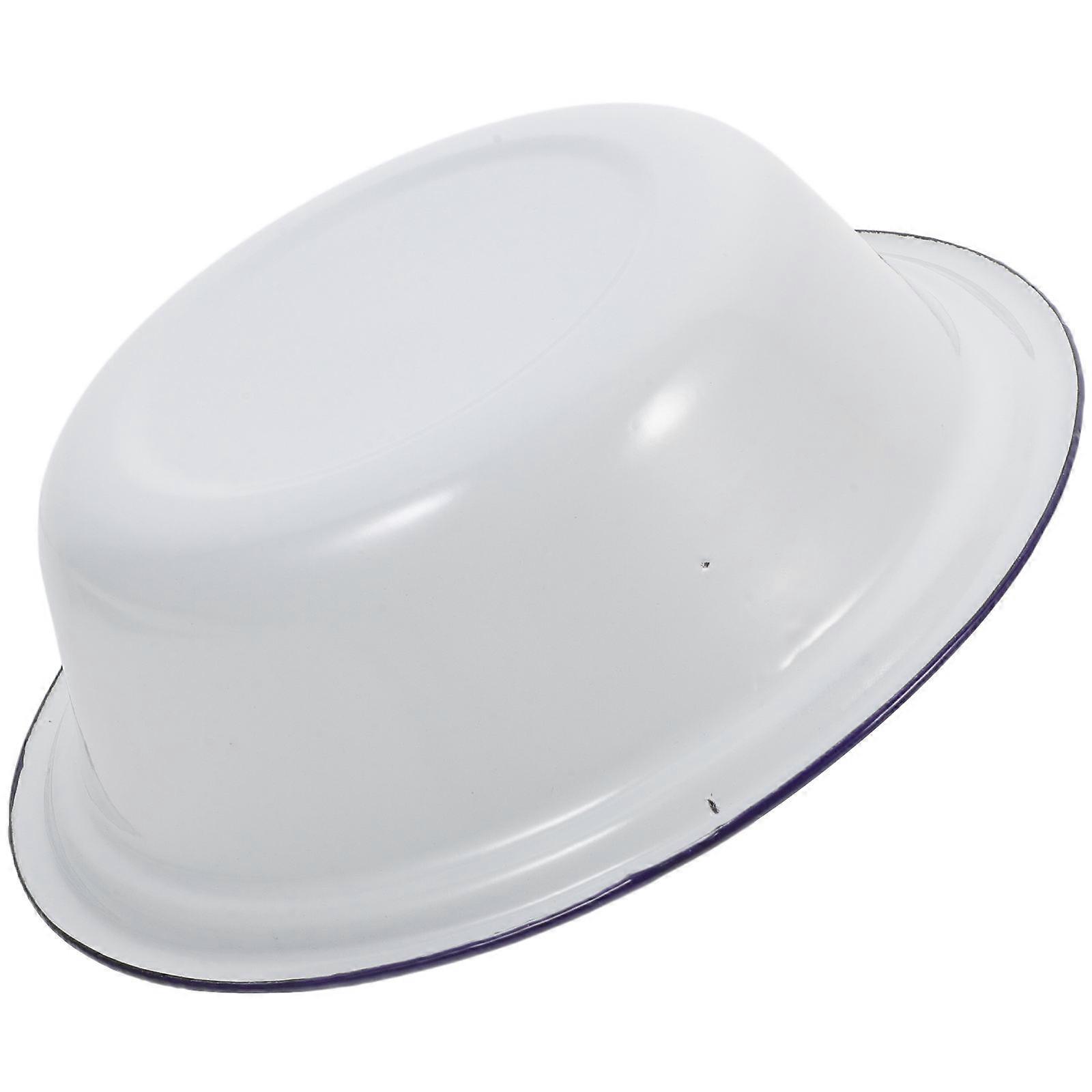 White Enamel Bowl Vegetable Basin Enamelware for Storage