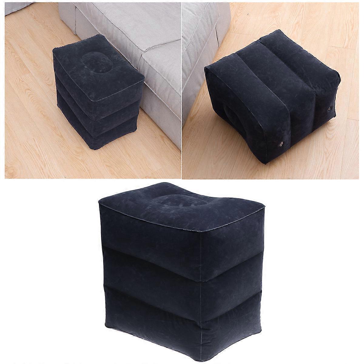 Adjustable Height Inflatable Foot Rest Pillow for Travel Blue