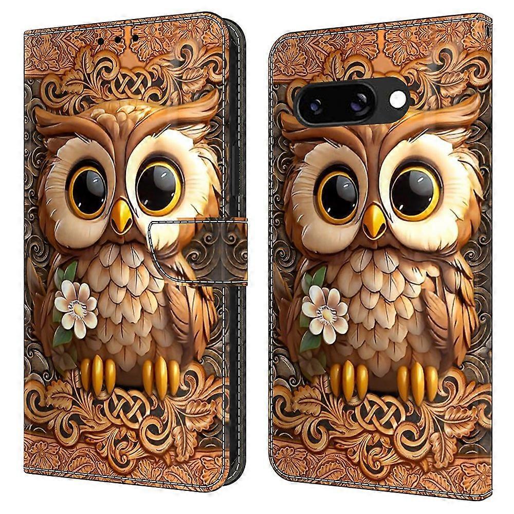 For Google Pixel 9a Case Pattern Printed Protective Cover TPU+PU Leather Flip Phone Case