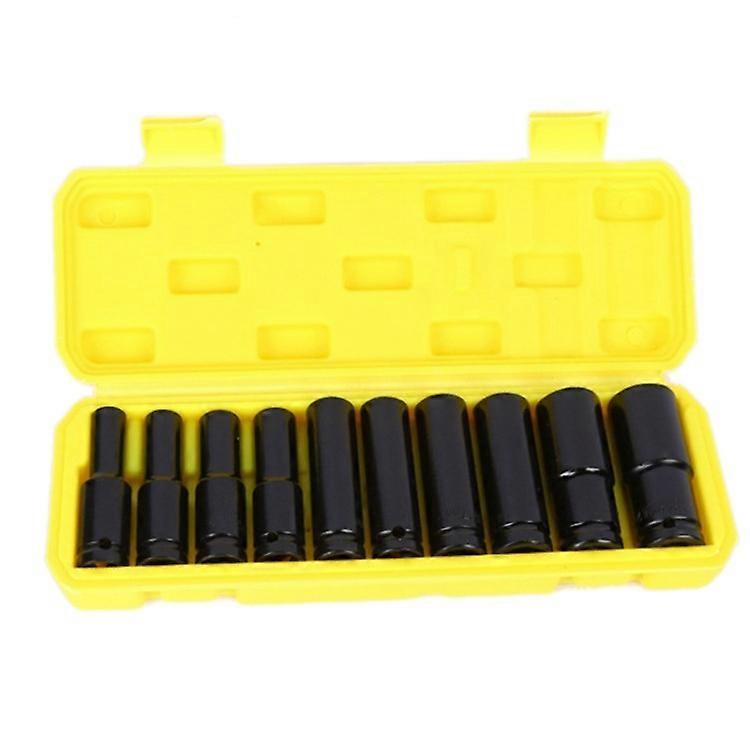 10Pcs 1/2" Drive Deep Impact Socket Set Socket Organizer Kit Mechanics Tool with Storage Box