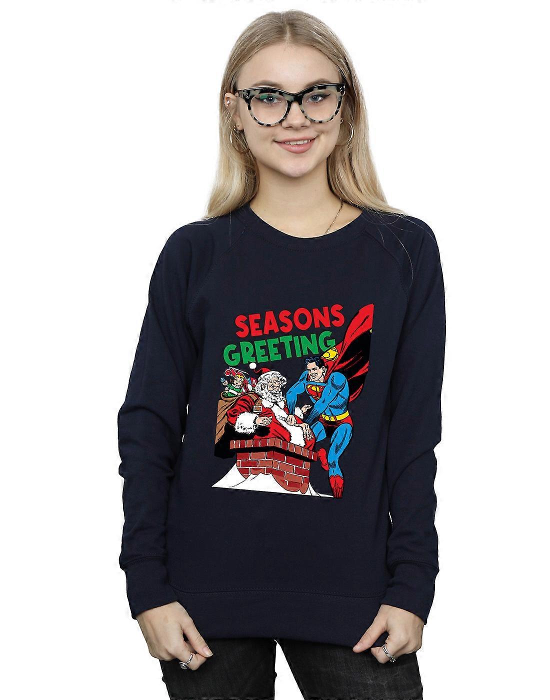 DC Comics Women's Superman Santa Comic Sweatshirt