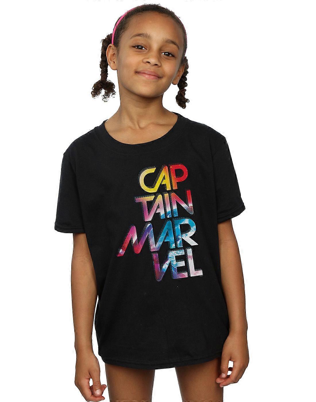 Marvel Girls Captain Marvel Galactic Text T-Shirt