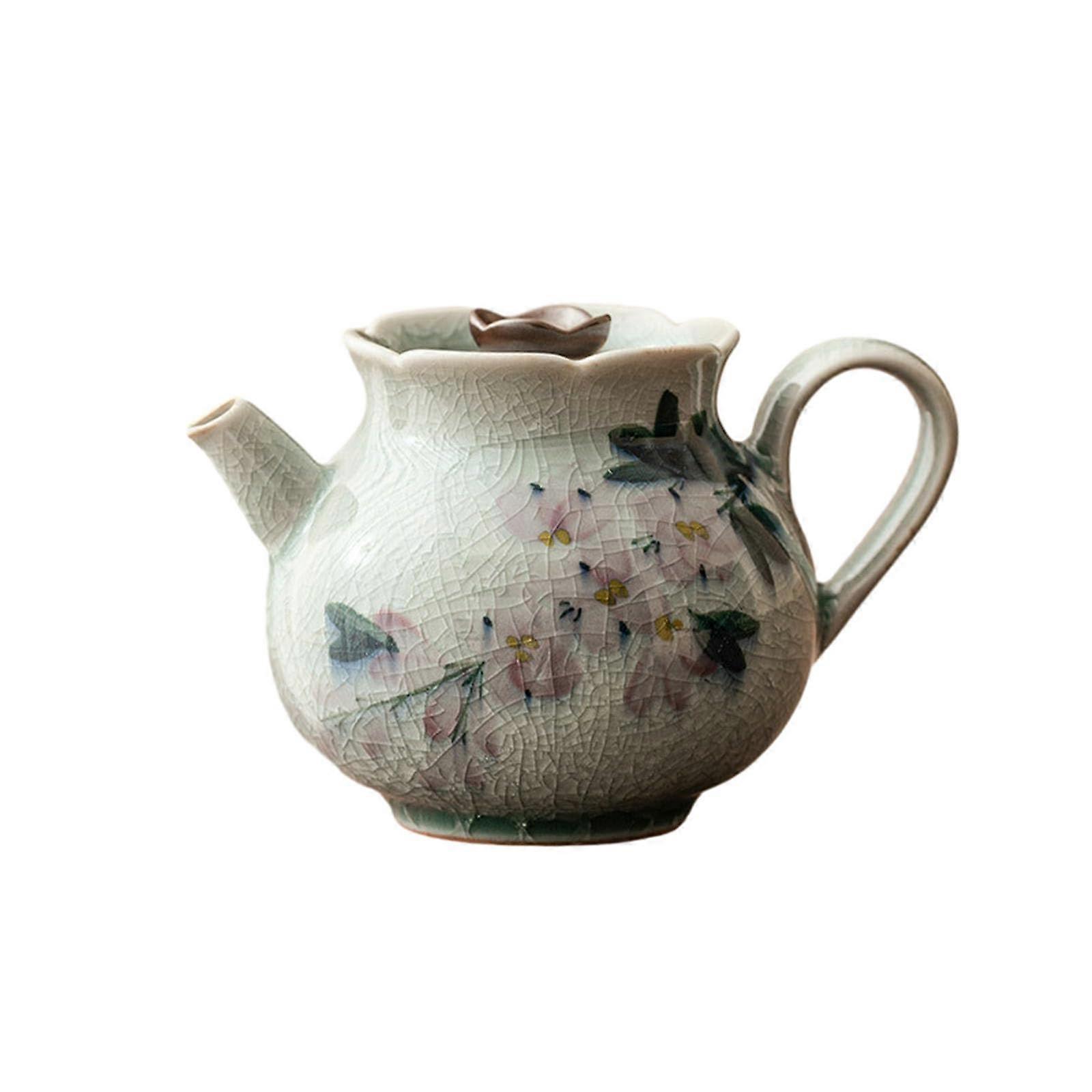 180ml Hand Painted Magnolia Ceramic Teapot with Infuser, Ergonomic Grip, Gift Ready