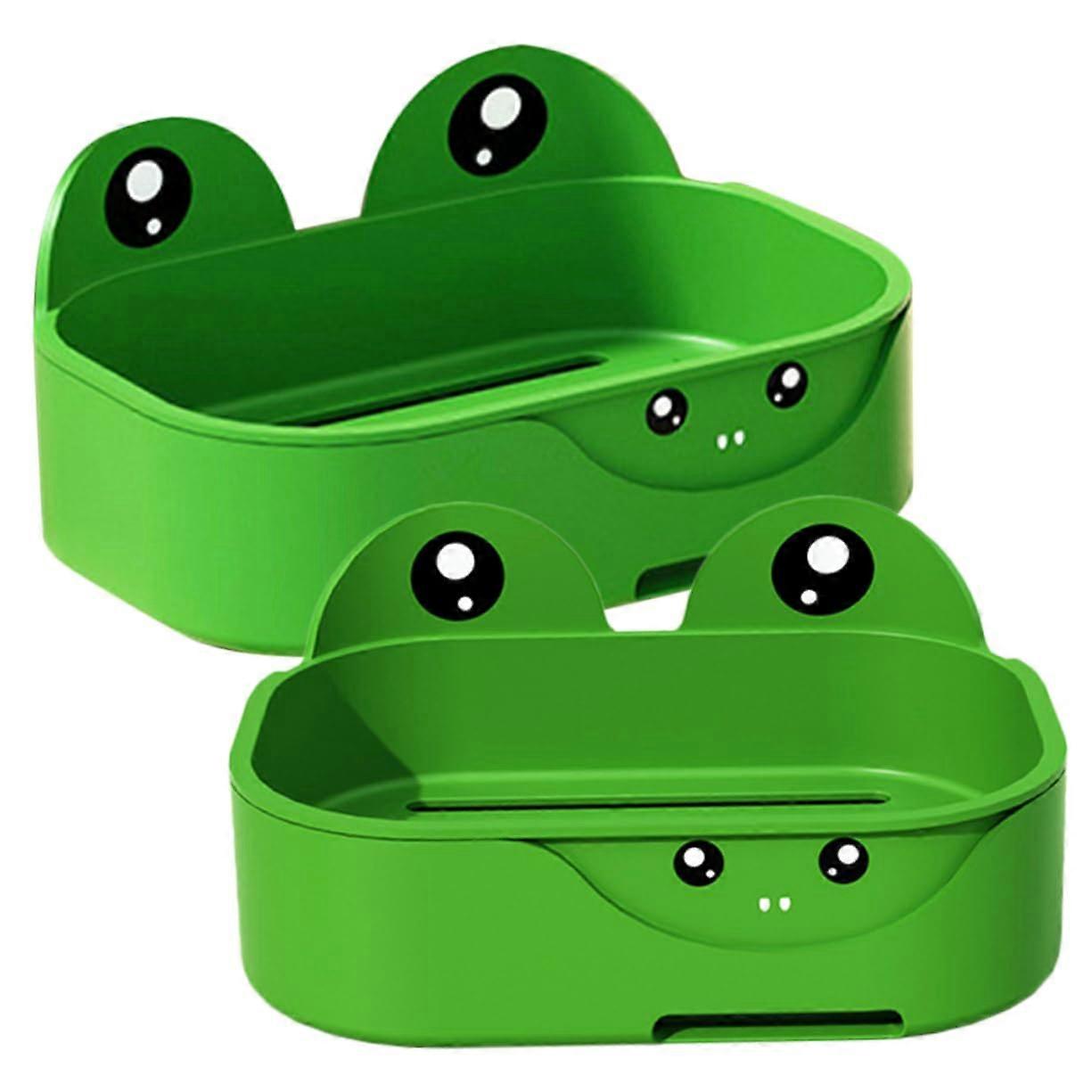 2Pcs Wall Mounted Frog Soap Dish with Quick Drainage and Easy Installation for Bathroom