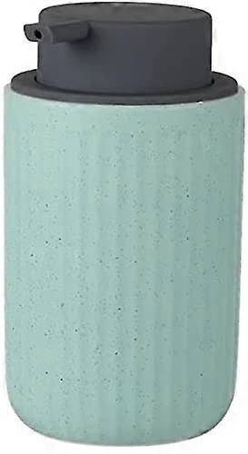 Ceramic Soap Dispenser with Refillable Pump for Bathroom or Kitchen, Striped Light Green Design