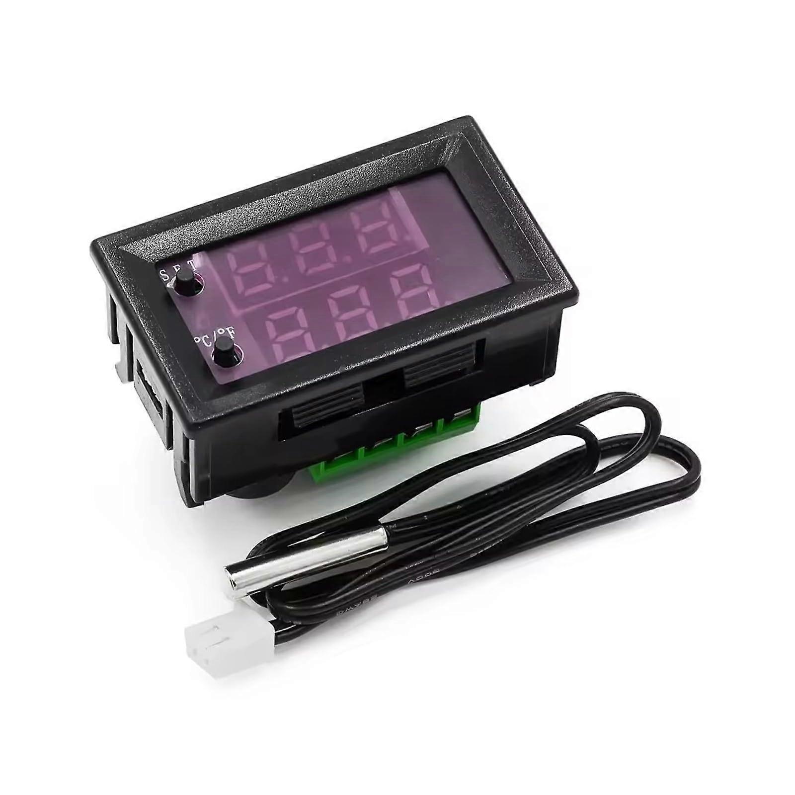 12V Programmable Digital Temperature Controller Waterproof Sensor Dual LED Display 50℃ to 110℃