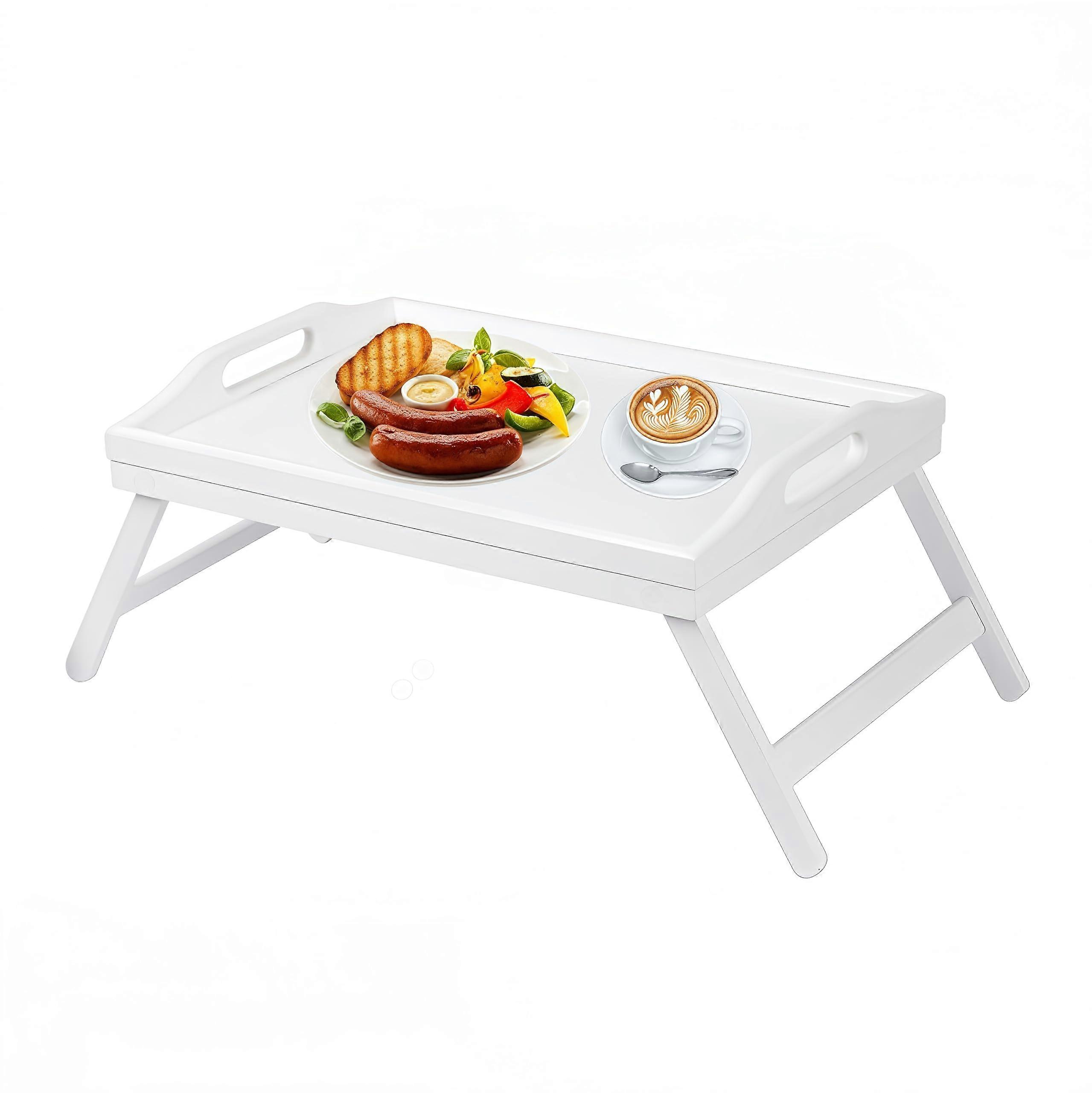 Bamboo Bed Breakfast Tray with Folding Legs, Adjustable Lap Desk for Sofa, Eating and Working