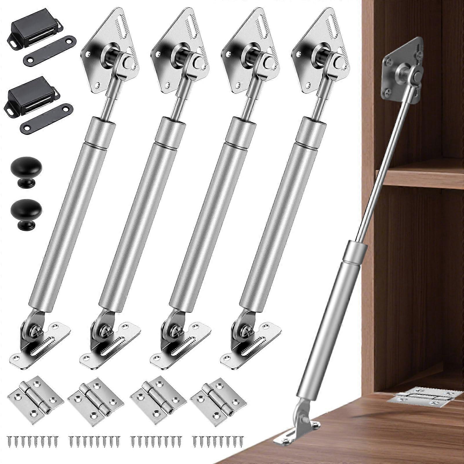 Cabinet Gas Strut Hinge 100N Soft Close Hydraulic Drop Front Desk Support 4 Pack Silver
