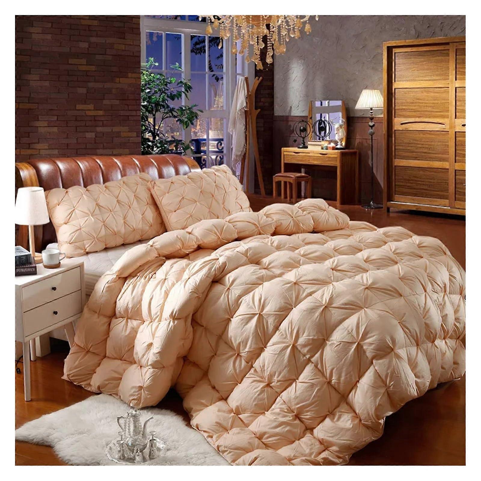 Thick Warm Down Comforter King Size with Soft Cotton Cover and Even Warmth Distribution for Winter