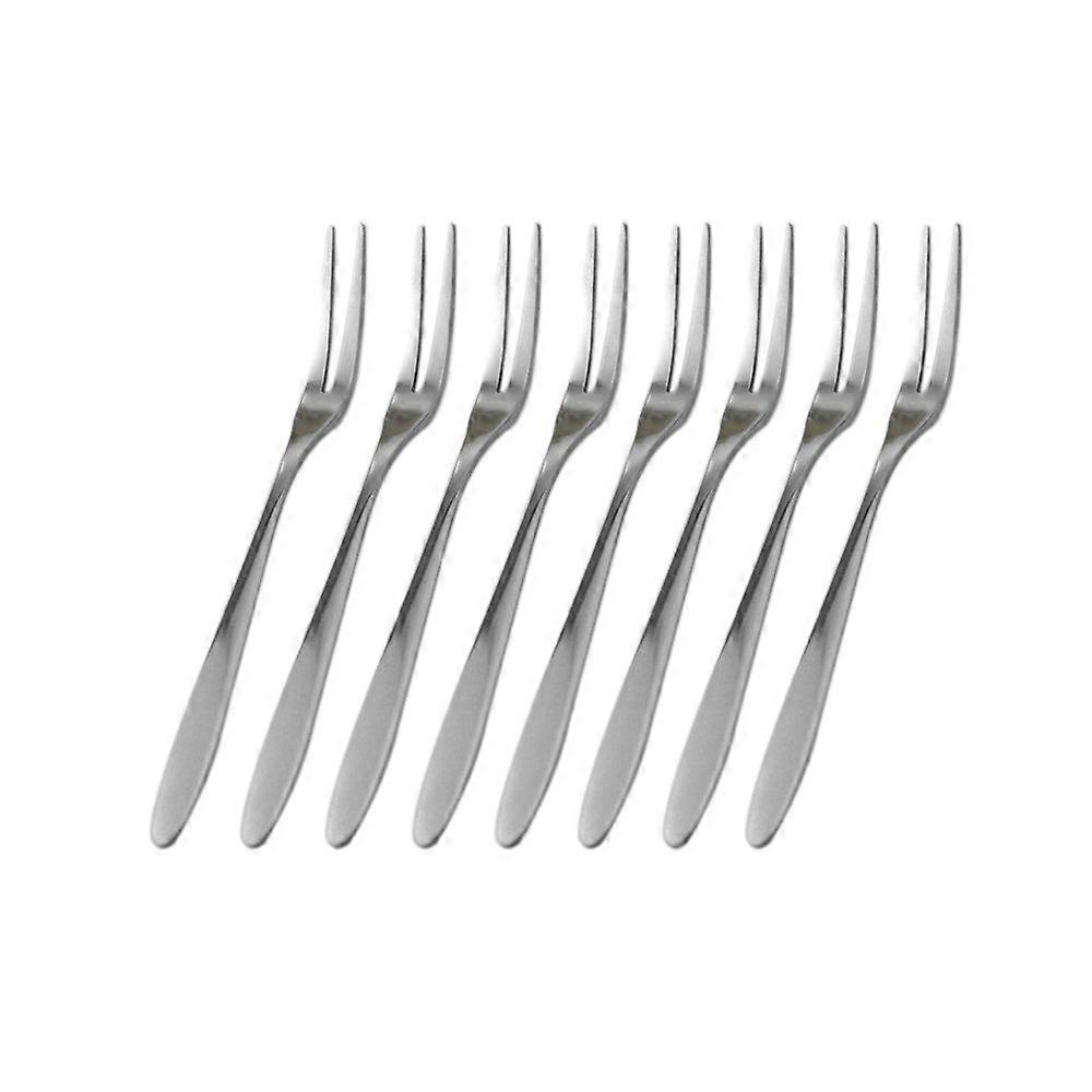 8 Piece Stainless Steel Dessert Fork Set Rust Resistant Easy Clean for Cake Appetizer Fruit