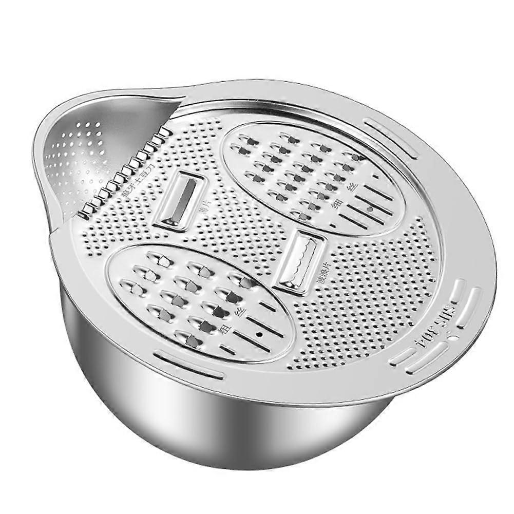 Kitchen Colander with Grater, Stainless Steel Vegetable and Fruit Strainer with Side Drainage