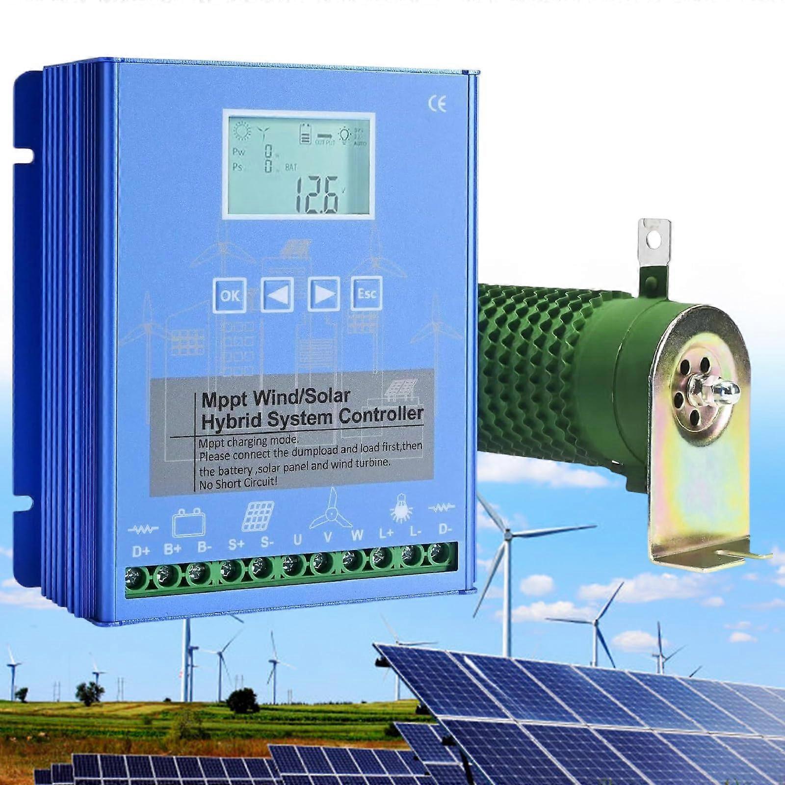 48V MPPT Hybrid Wind Solar Charge Controller 18000W Off Grid Power Regulator with LCD Display
