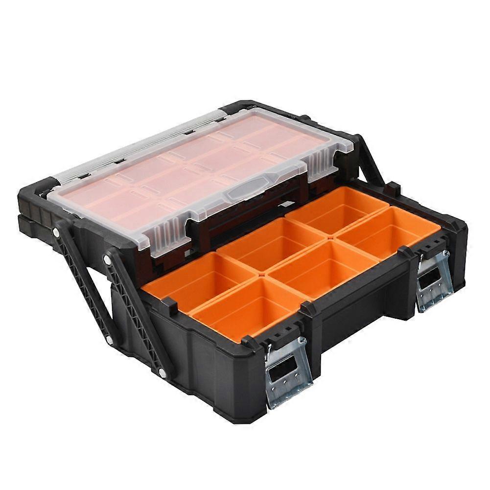 Multi-Layer Folding Toolbox with Mini Storage Box and Transparent Organizer