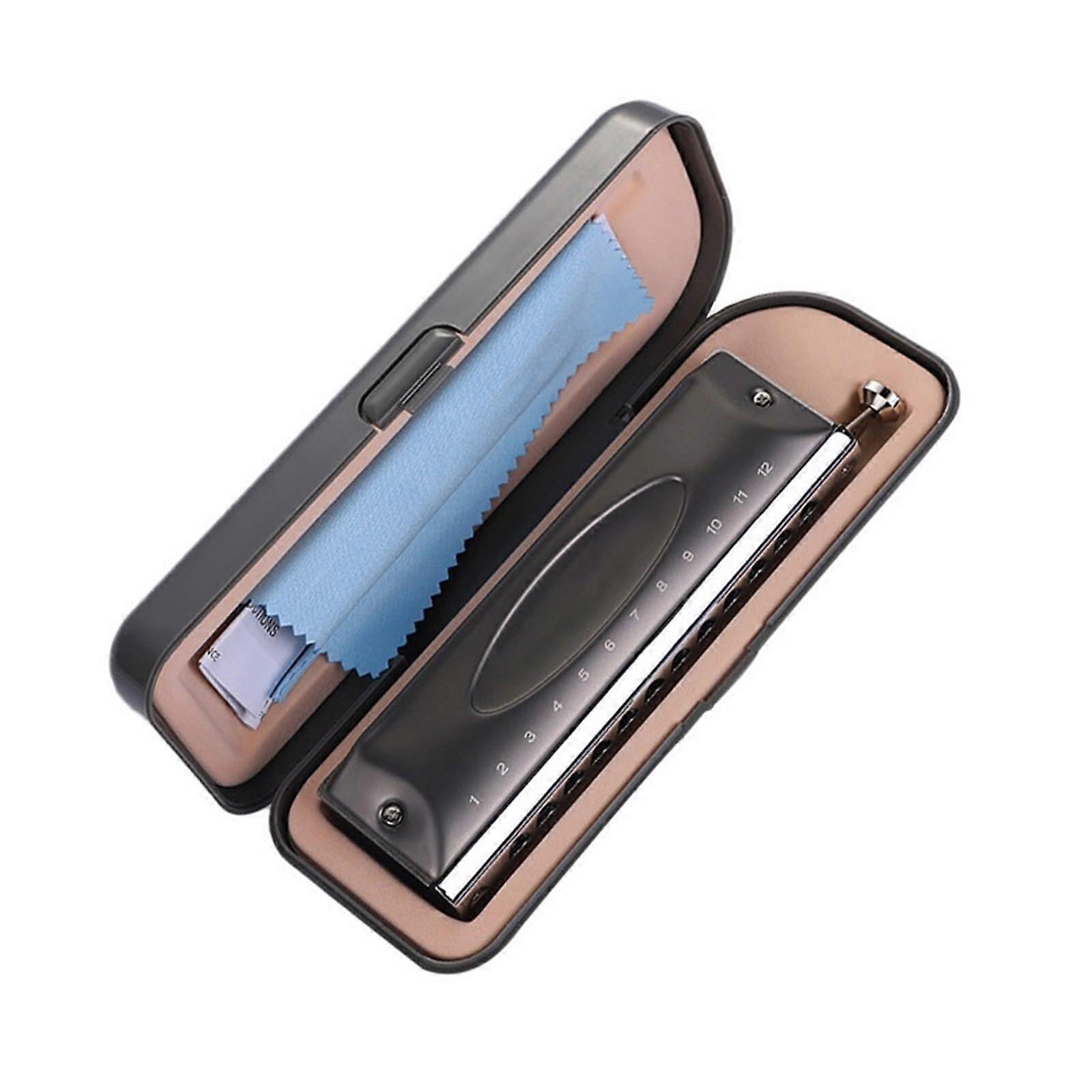 Chromatic Harmonica 12 Hole for Beginners with Accurate Double Tuning and Durable Cover