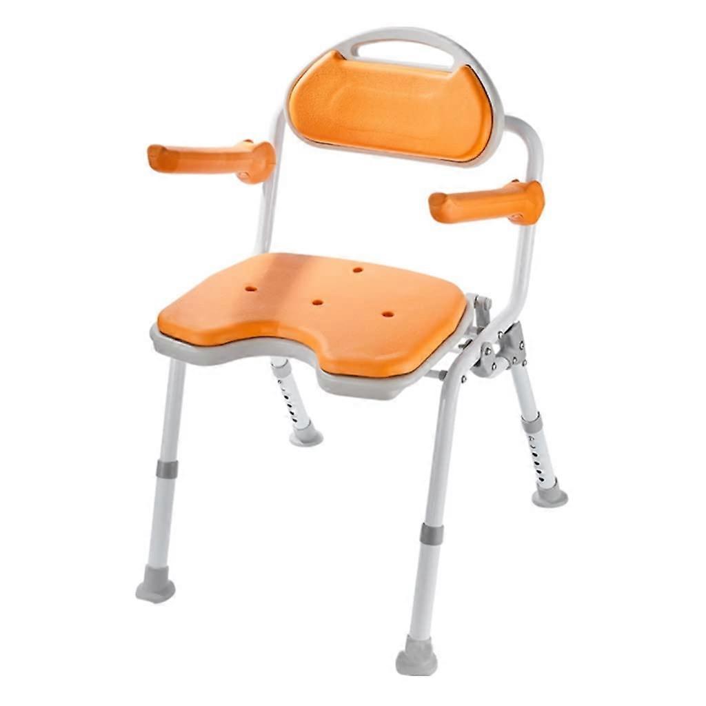 Shower Chair for Elderly with Backrest Armrests, Height Adjustable NonSlip Foldable Bath Seat