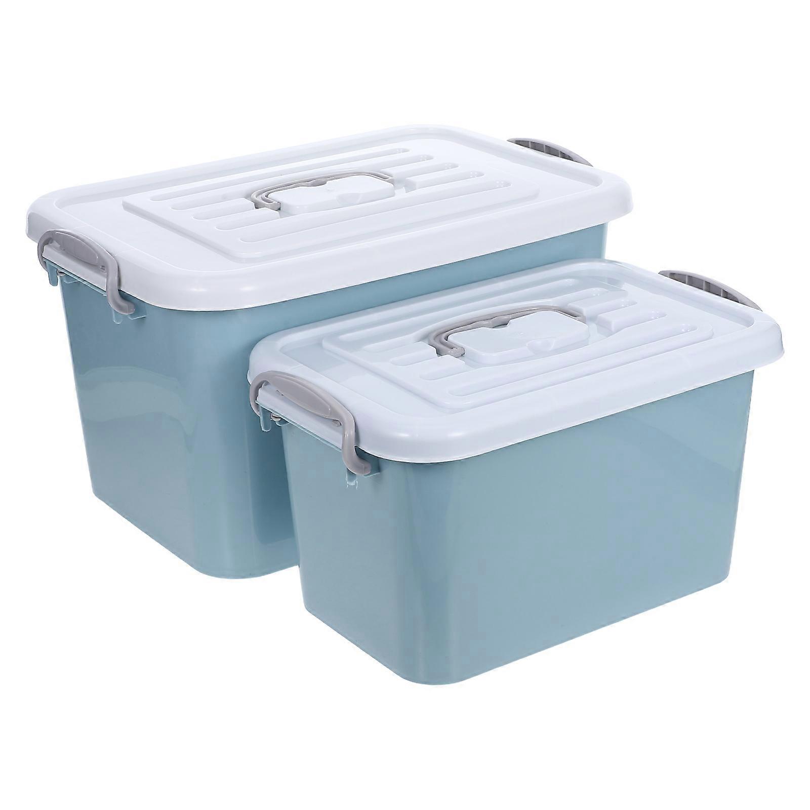 Plastic Toy Chest Large Storage Containers with Lid 2Pcs for Home Use