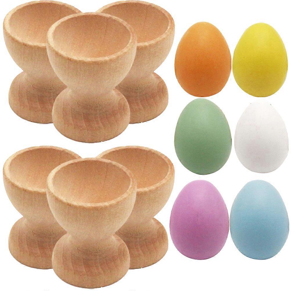 Wooden Easter Eggs Decorative Simulation Eggs for Decor 1Set Holder