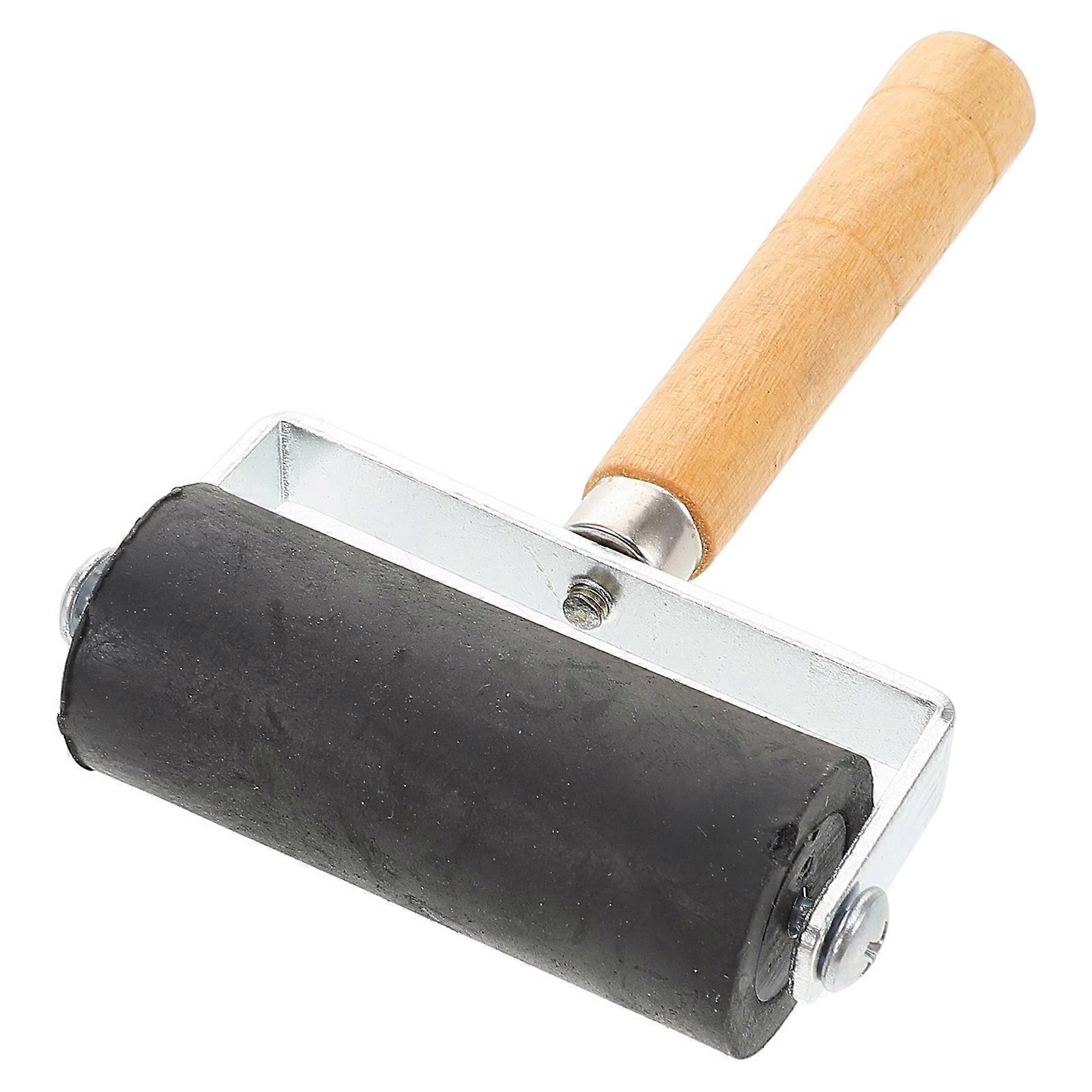Black Rubber Roller for Stamping with Comfortable Wooden Handle