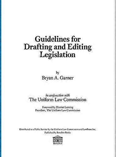 Guidelines for Drafting and Editing Legislation