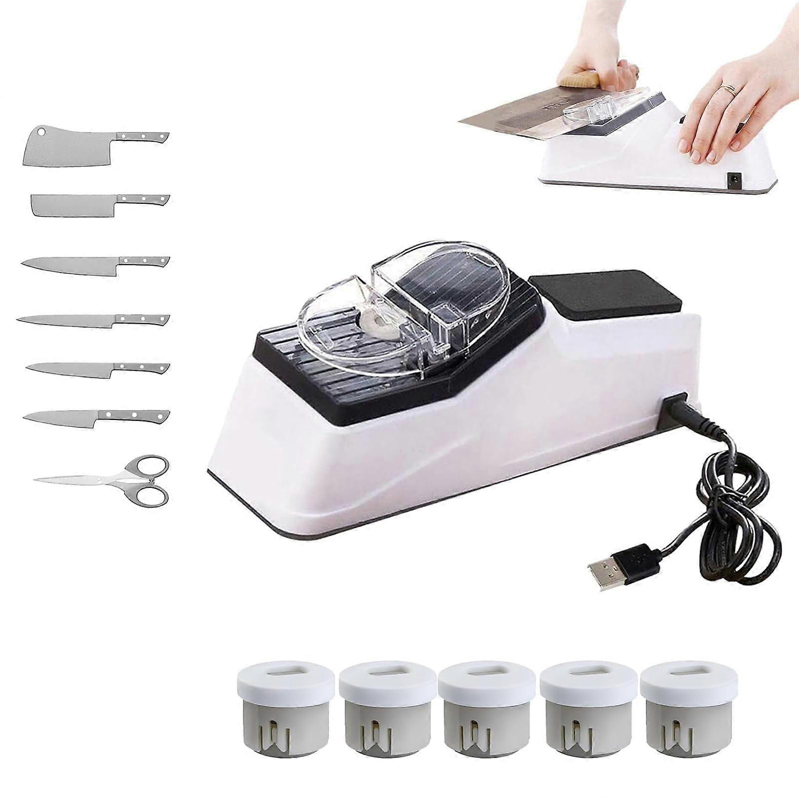 Besyner compatible with Sharp Pro USB Electric Knife Sharpener w/ Replacement Tools, Double-Sided, Quick Sharpening & Polishing, Non-Slip Base