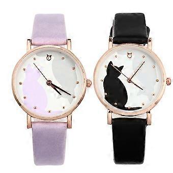 2pcs Adorable Cartoon Chaton Montres À Quartz À La Mode Filles Montre-Bracelet