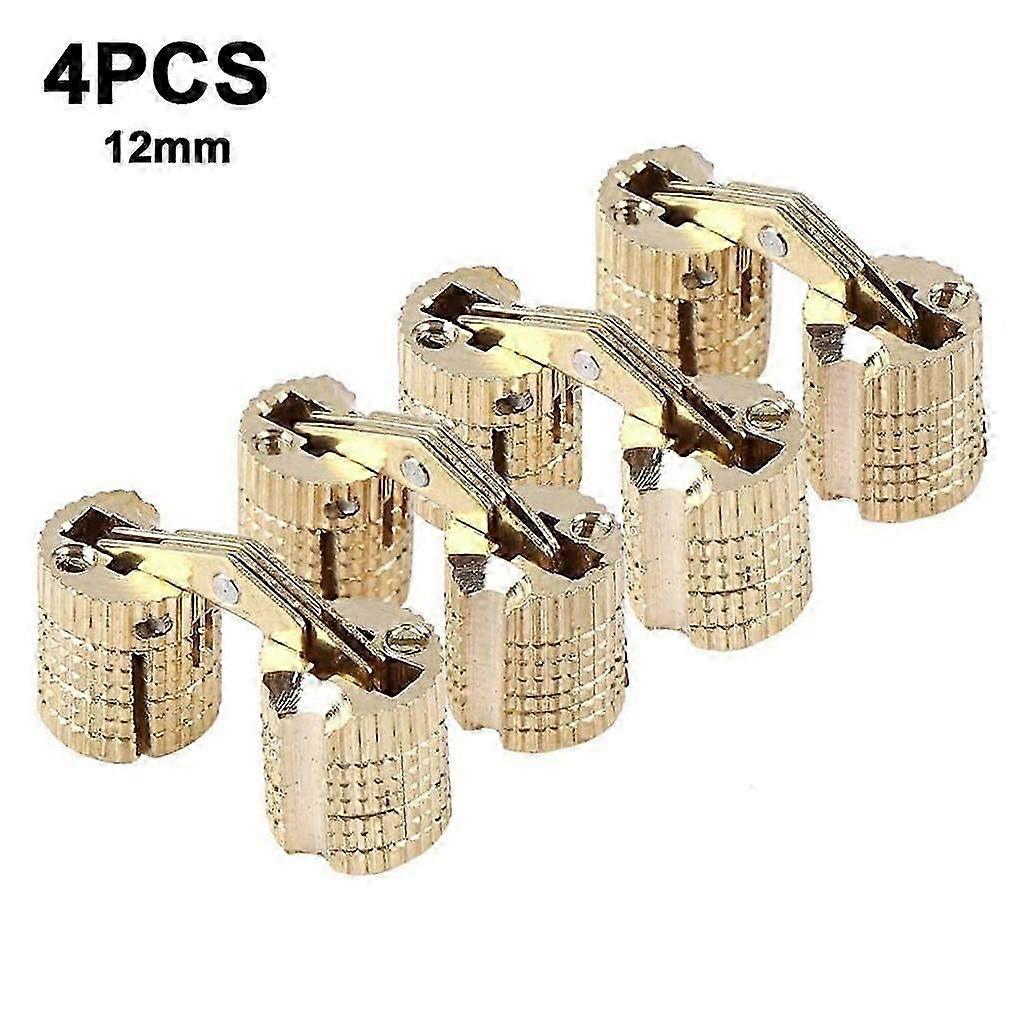 Brass Concealed Barrel Hinge - 4 Pack, 12mm, Cylindrical