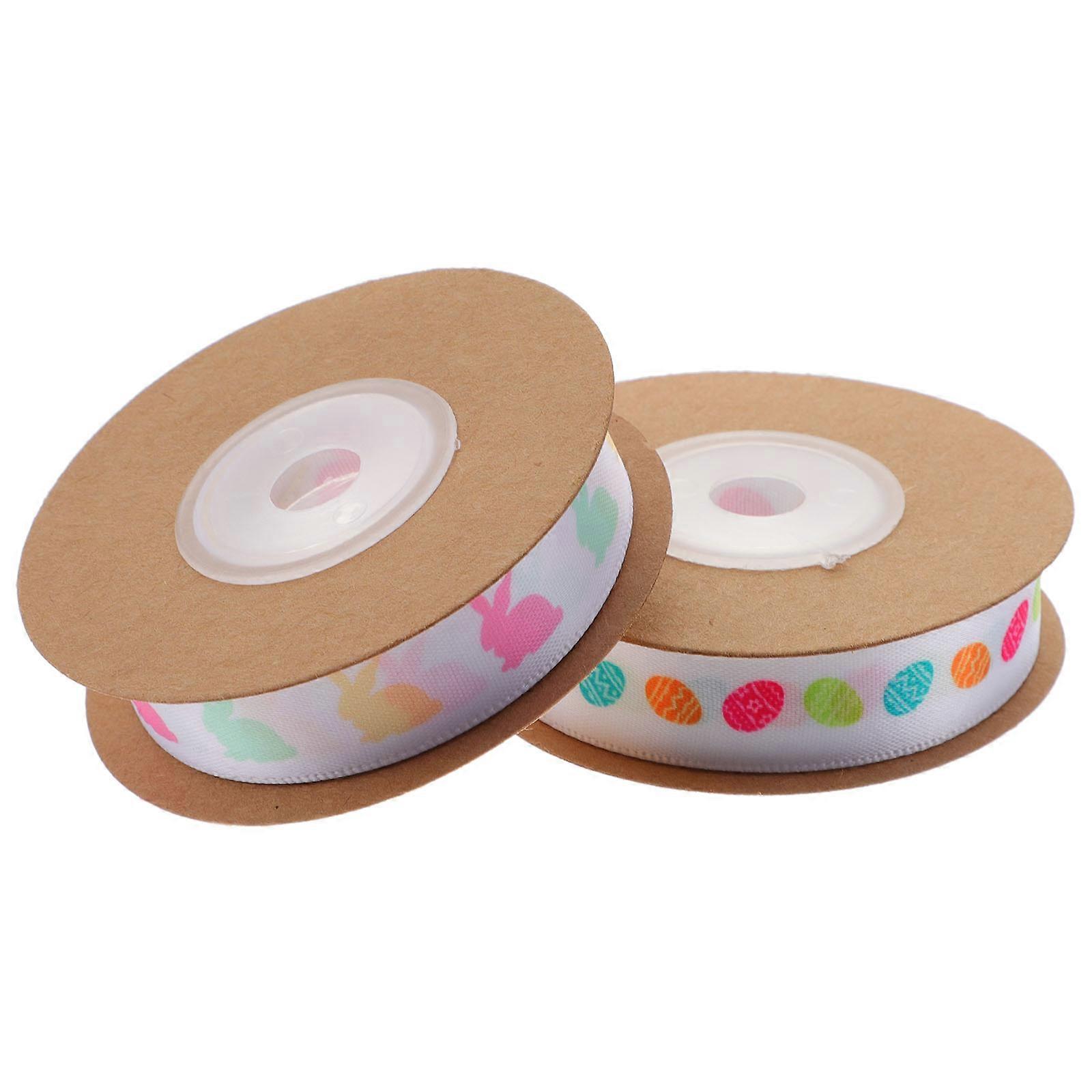 Polyester Easter Ribbon 2 Rolls for Festive Gift Decoration